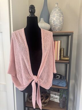 JOLIE Pink Tie Front Sweater - Size S